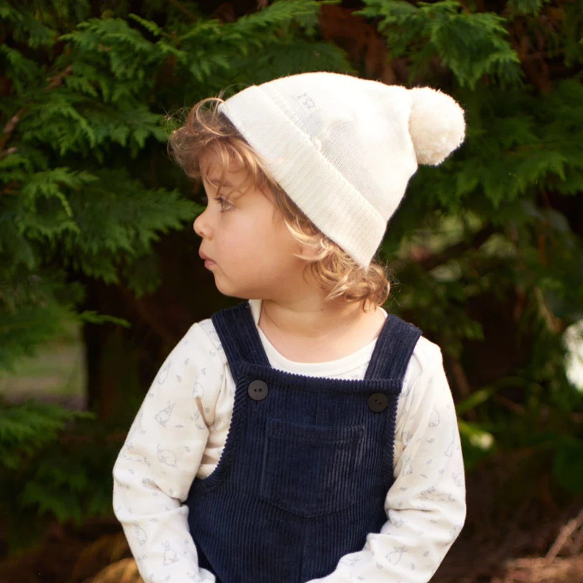 alpine pom pom beanie - NATURAL  | Nature Baby