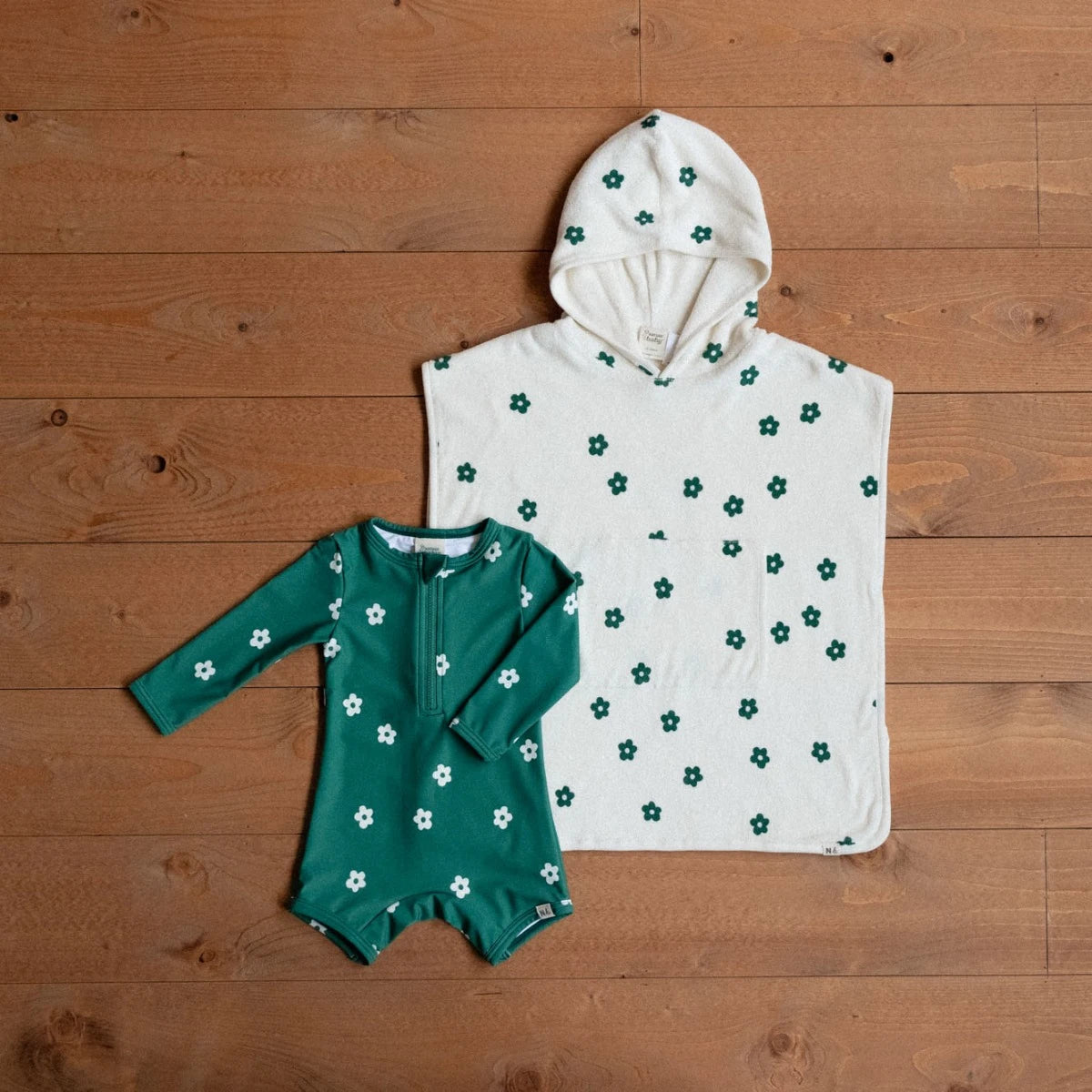 ONE PIECE BATHING TRUNKS || FLORA PEPPERMINT PRINT | Nature Baby