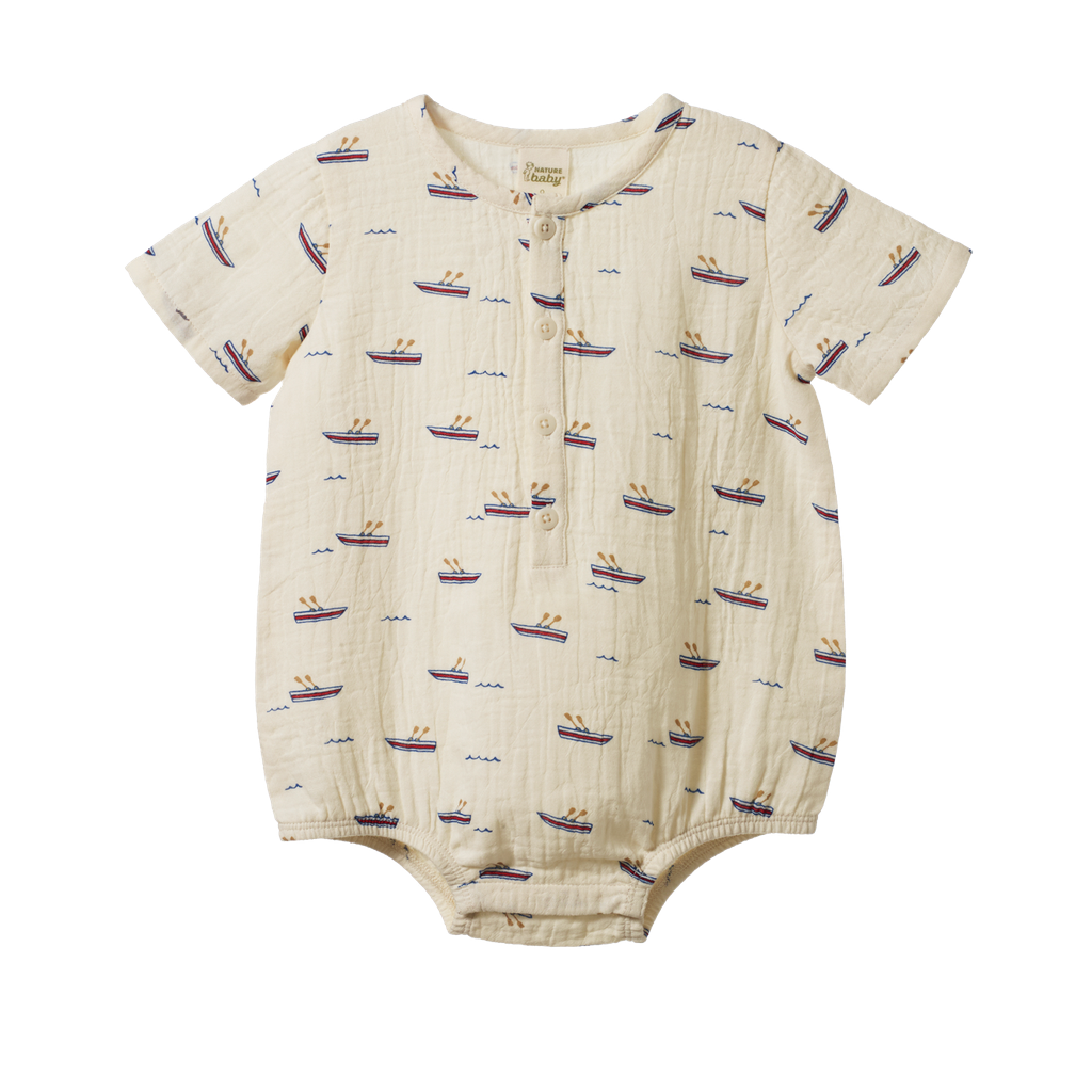 MONTY SUIT MUSLIN - Row Boats Print | Nature Baby
