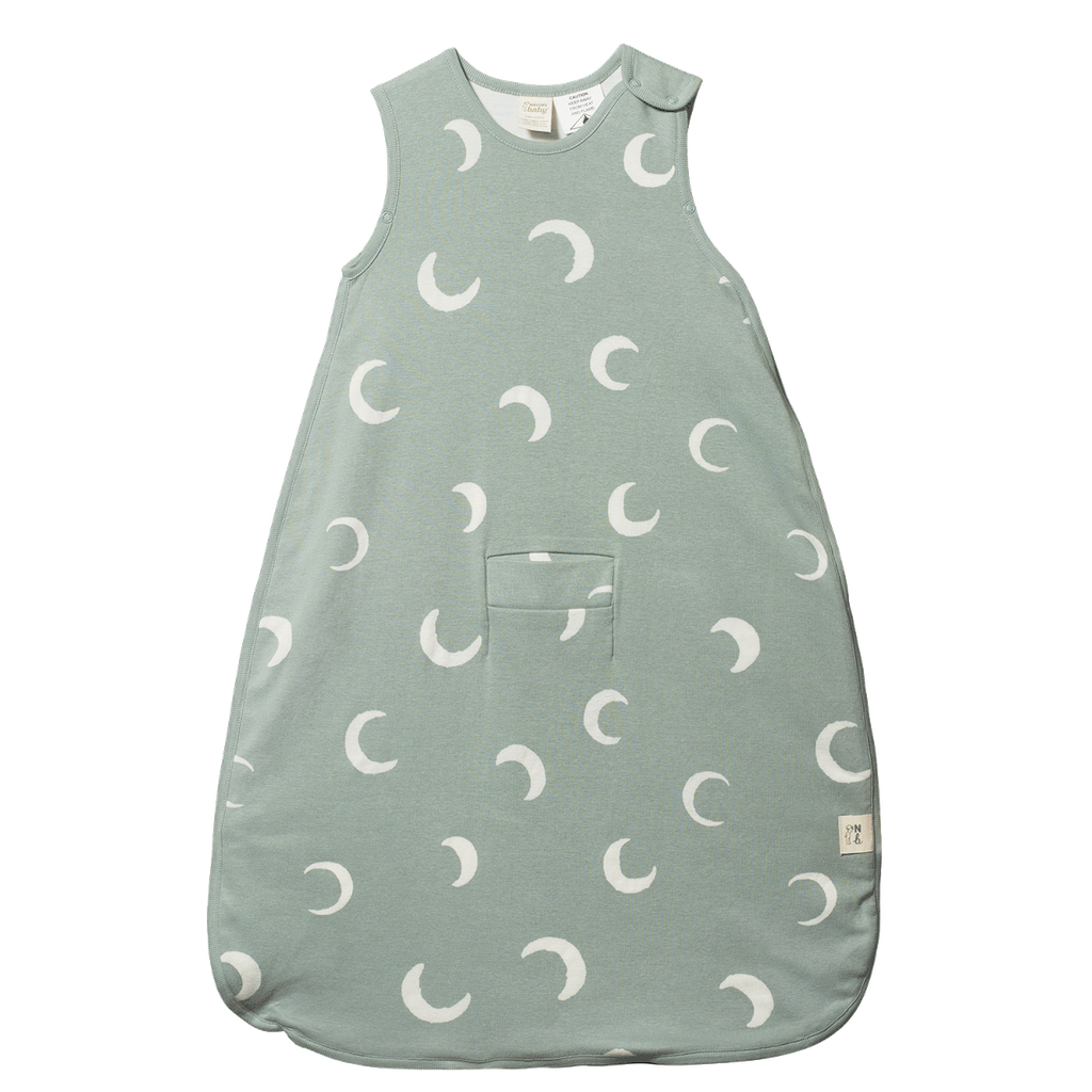 ORGANIC COTTON & MERINO SLEEPING BAG - Crescent Print 3-24M | Nature Baby