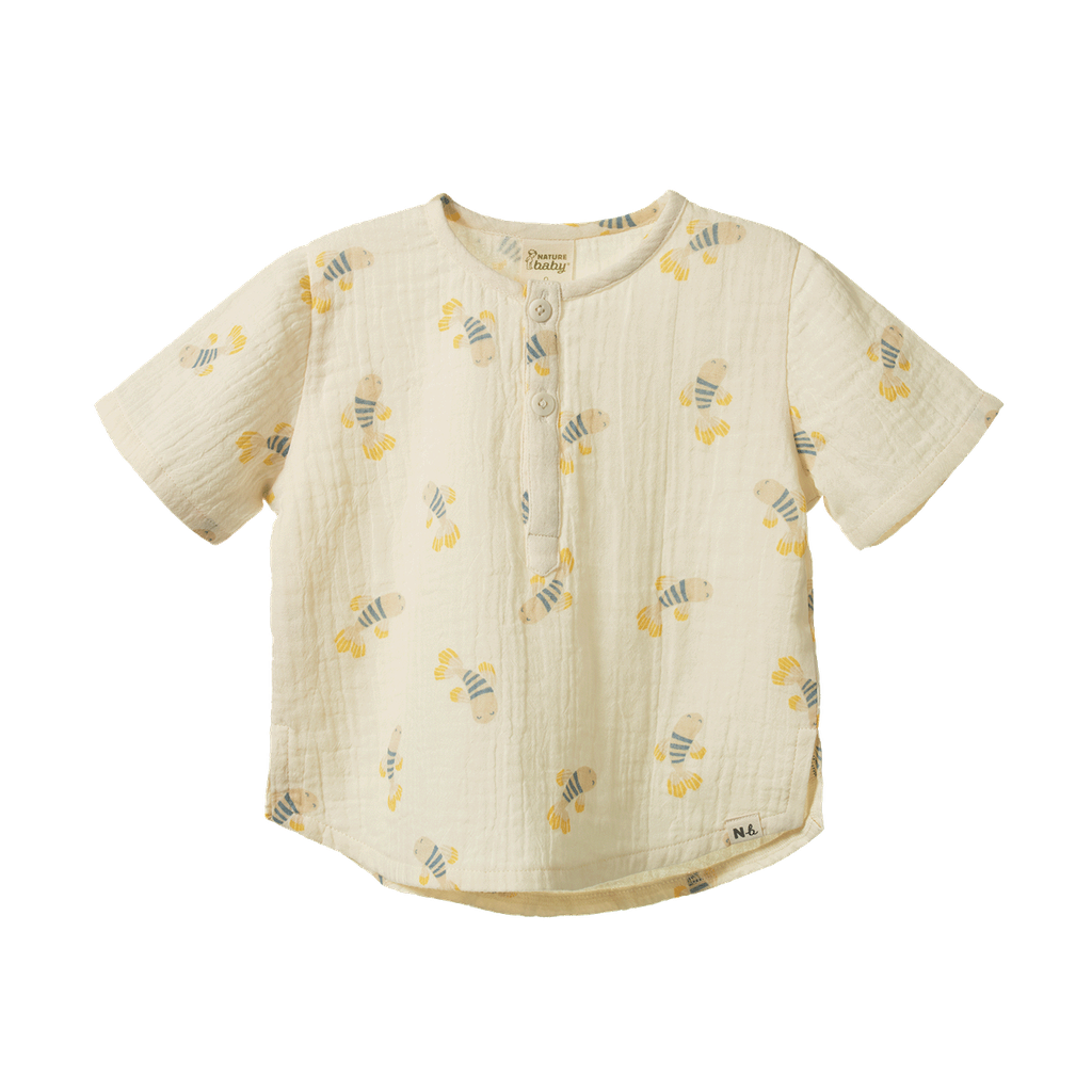 SS CARAVAN SHIRT MUSLIN - Fish Fable Print | Nature Baby