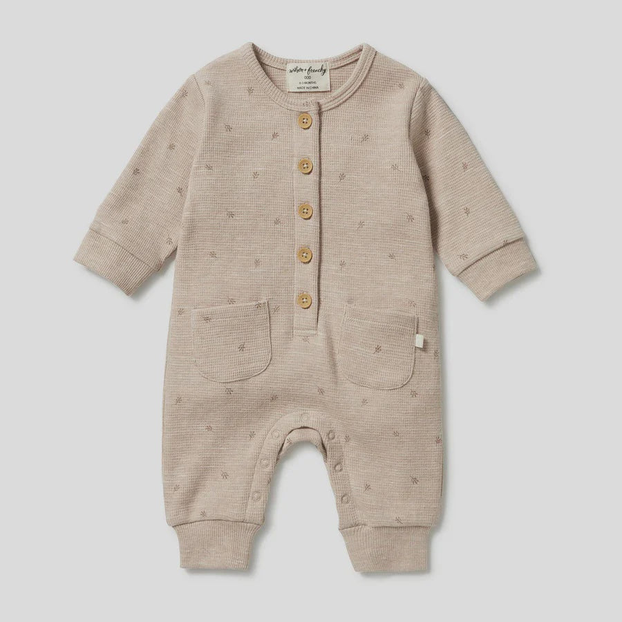 Organic Waffle Pocket Growsuit - Leaf | Wilson + Frenchy