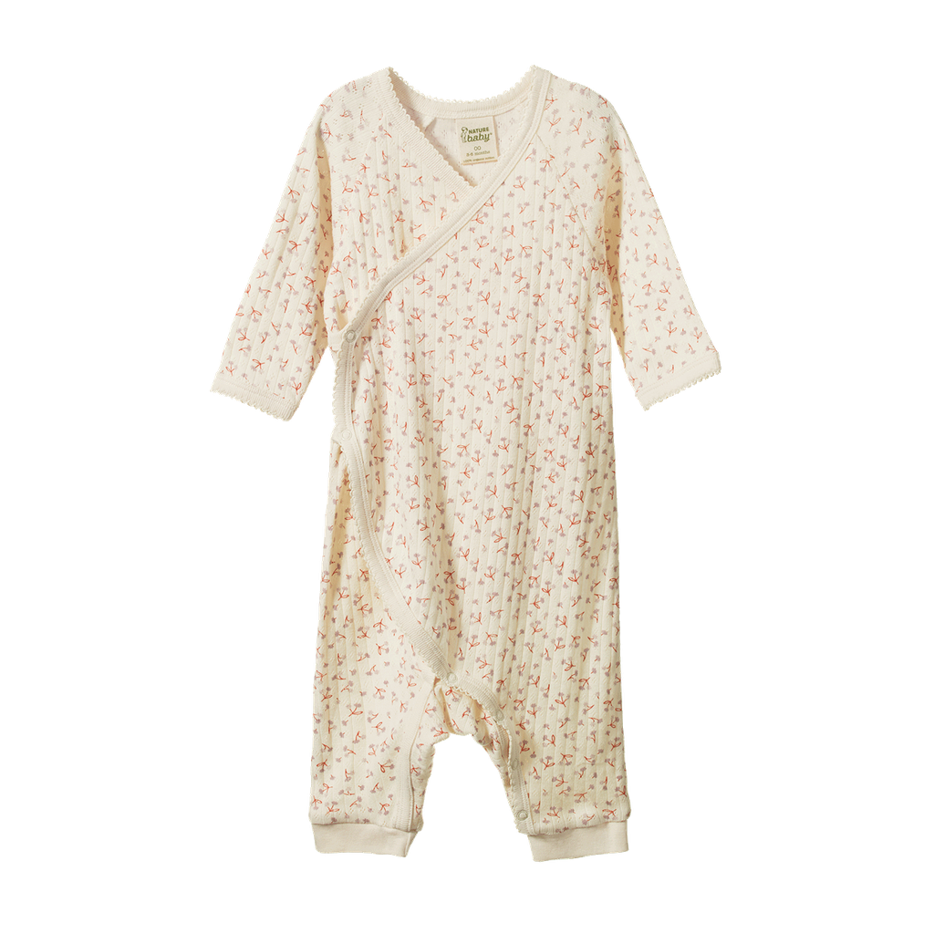 KIMONO STRETCH & GROW POINTELLE - Dandelion Print | Nature Baby