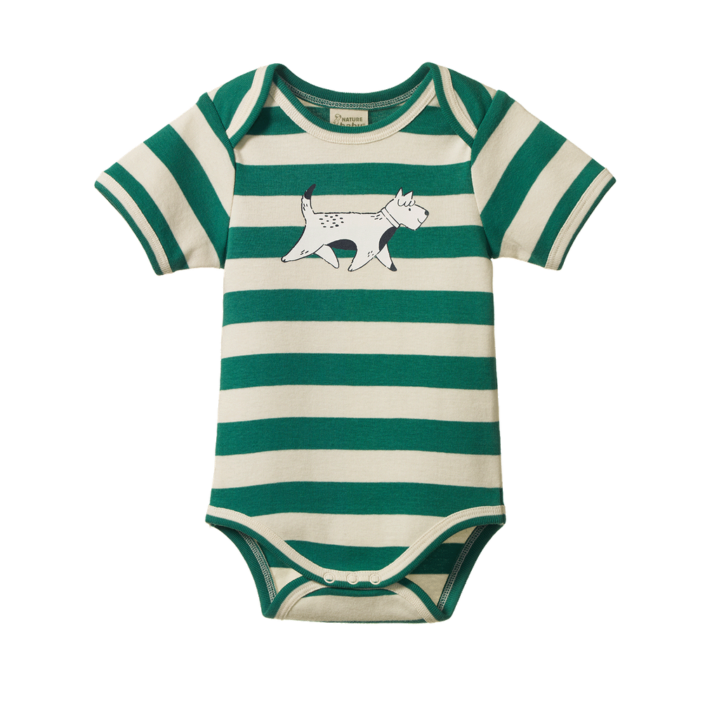 SHORT SLEEVE BODYSUIT - Dog Walk Peppermint Print | Nature Baby