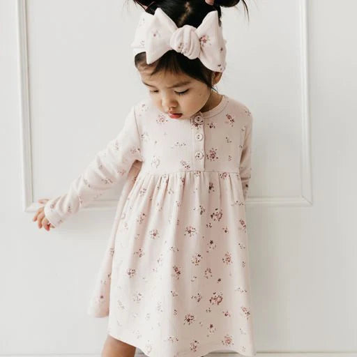 Organic Cotton Fine Rib Bridget Dress - Petite Fleur Soft Peony | Jamie Kay