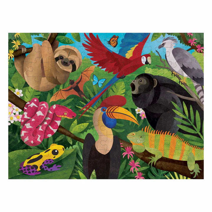 Rainforest Above & Below 100  Piece Double-Sided Puzzle | Mudpuppy