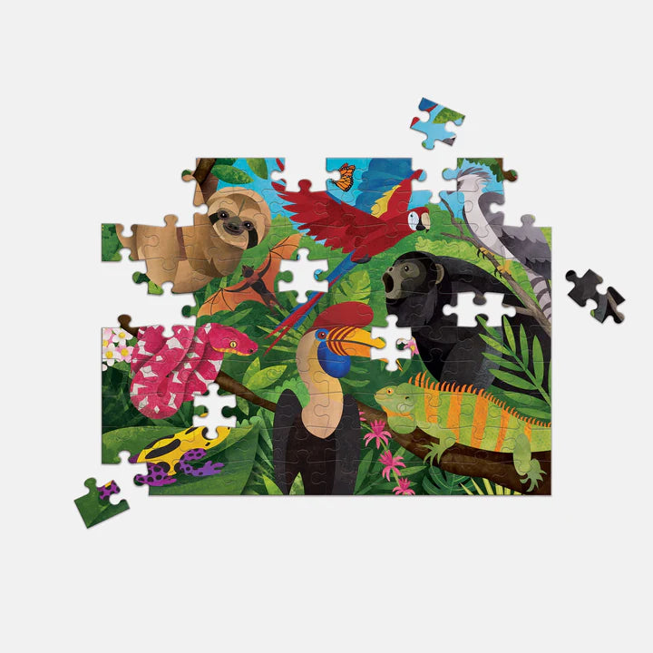 Rainforest Above & Below 100  Piece Double-Sided Puzzle | Mudpuppy