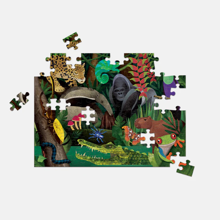 Rainforest Above & Below 100  Piece Double-Sided Puzzle | Mudpuppy