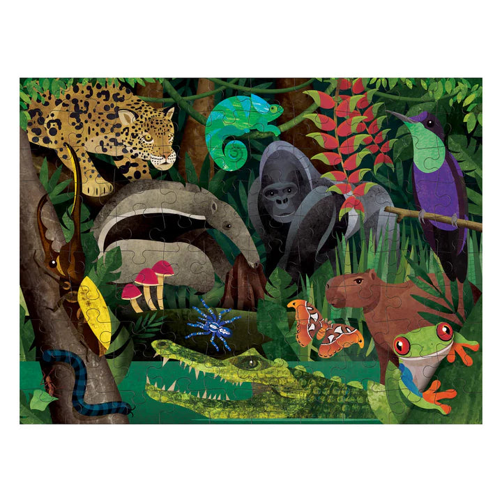 Rainforest Above & Below 100  Piece Double-Sided Puzzle | Mudpuppy