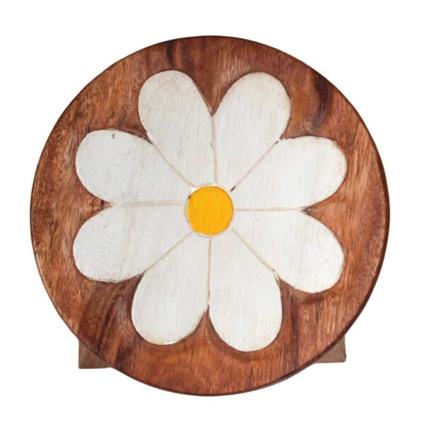 Wooden Kids Stool - White Daisy | Barron Imports
