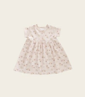 Organic Cotton Interlock Short Sleeve Dress - Sweet Pea Floral | Jamie Kay