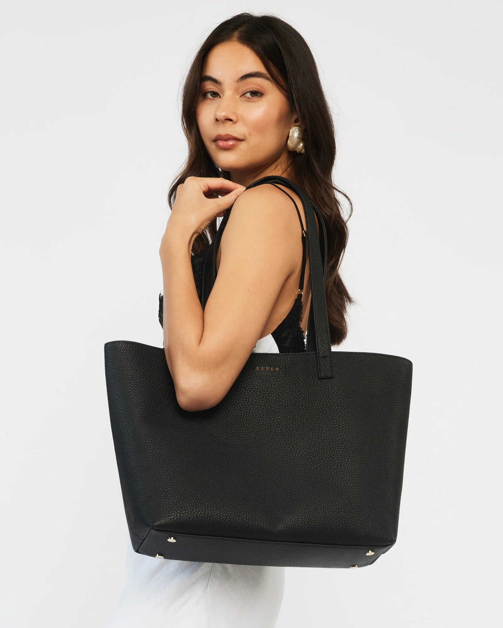 Tilbury Shoulder Bag Black + Bronze Foil | Saben