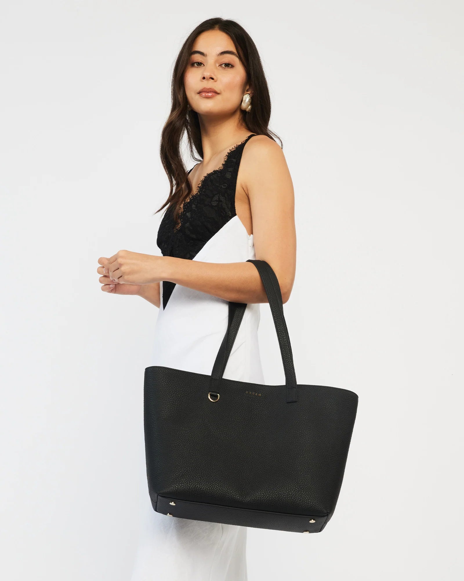 Tilbury Shoulder Bag Black + Bronze Foil | Saben