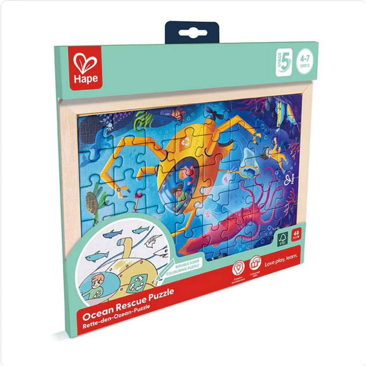 Hape Double Sided Colour Puzzle 24pc Ocean Rescue