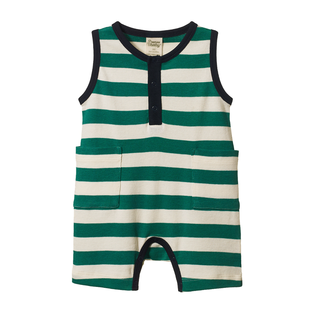 CAMPER SUIT. Peppermint/Navy Stripe | Nature Baby