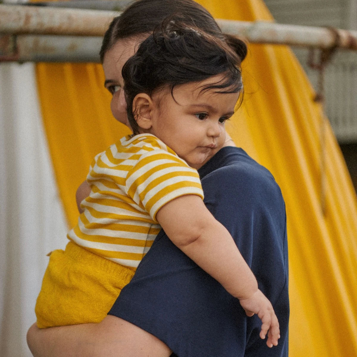SHORT SLEEVE BODYSUIT - Golden Sea Stripe | Nature Baby