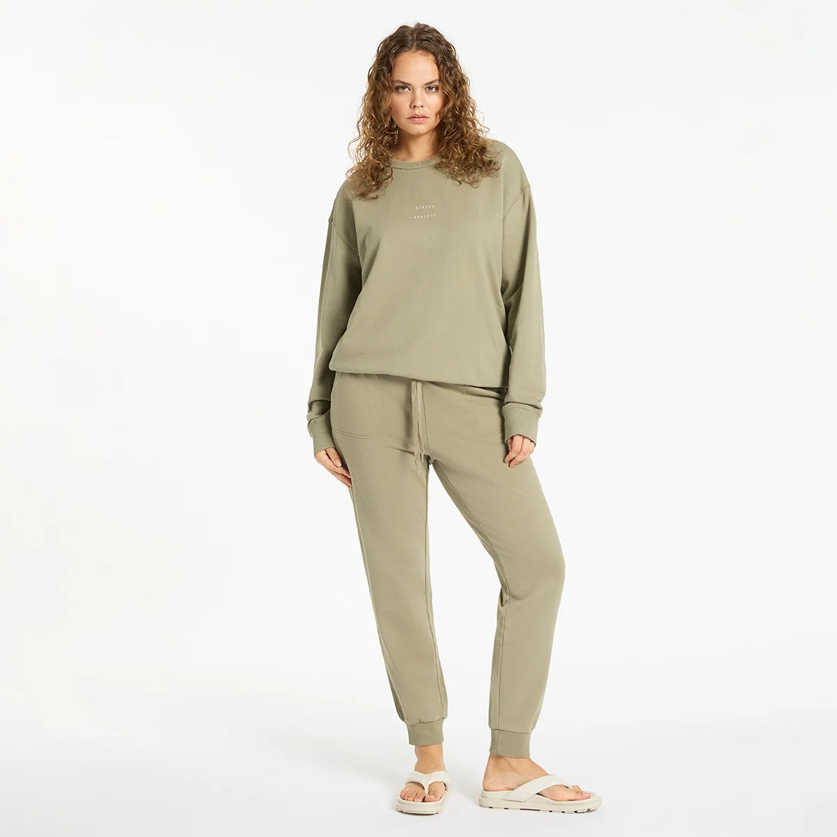 Could Be Nice Logo - Women's Classic Crew - Washed Sage | Status Anxiety