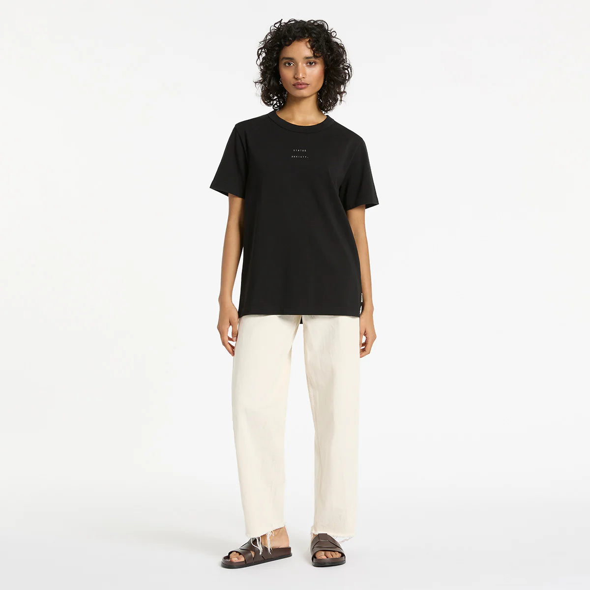 Feels Right Logo Women's Tee | Soft Black | Status Anxiety