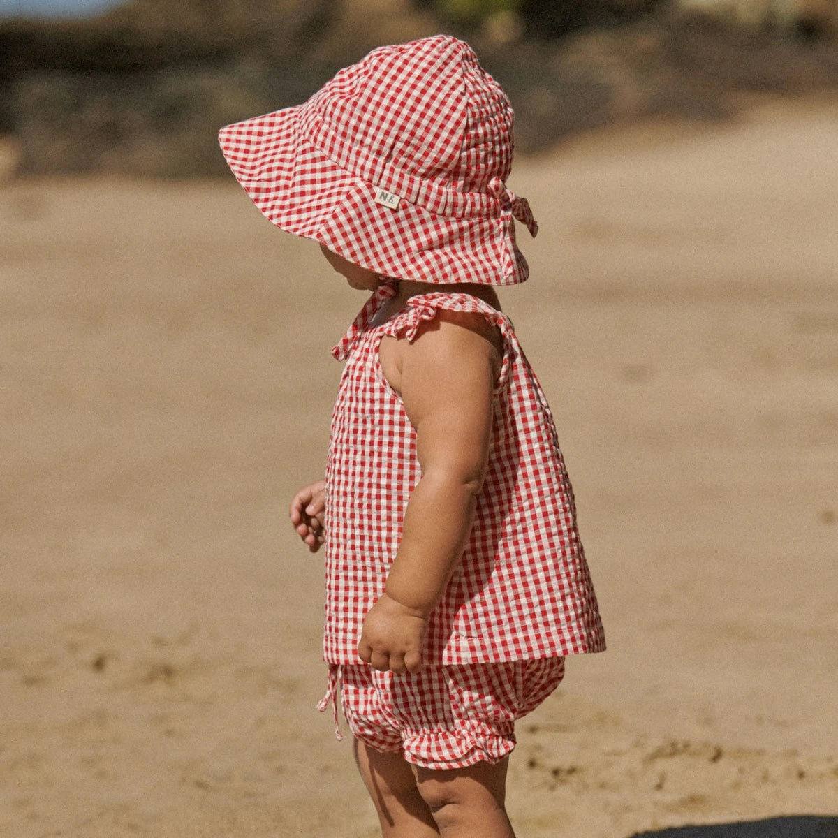 PETAL SET GINGHAM. Red Check | Nature Baby