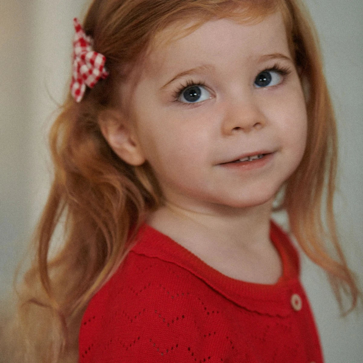 BOW HAIR CLIPS 2 PACK. Red Check - Small | Nature Baby