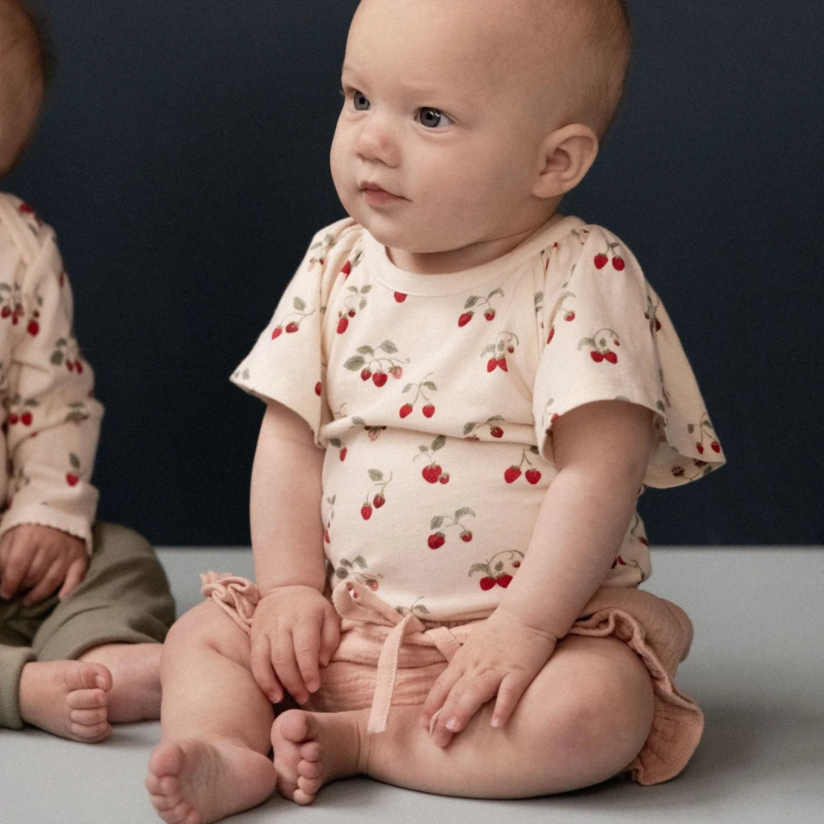 FAYE BODYSUIT. Strawberry Blush Print | Nature Baby