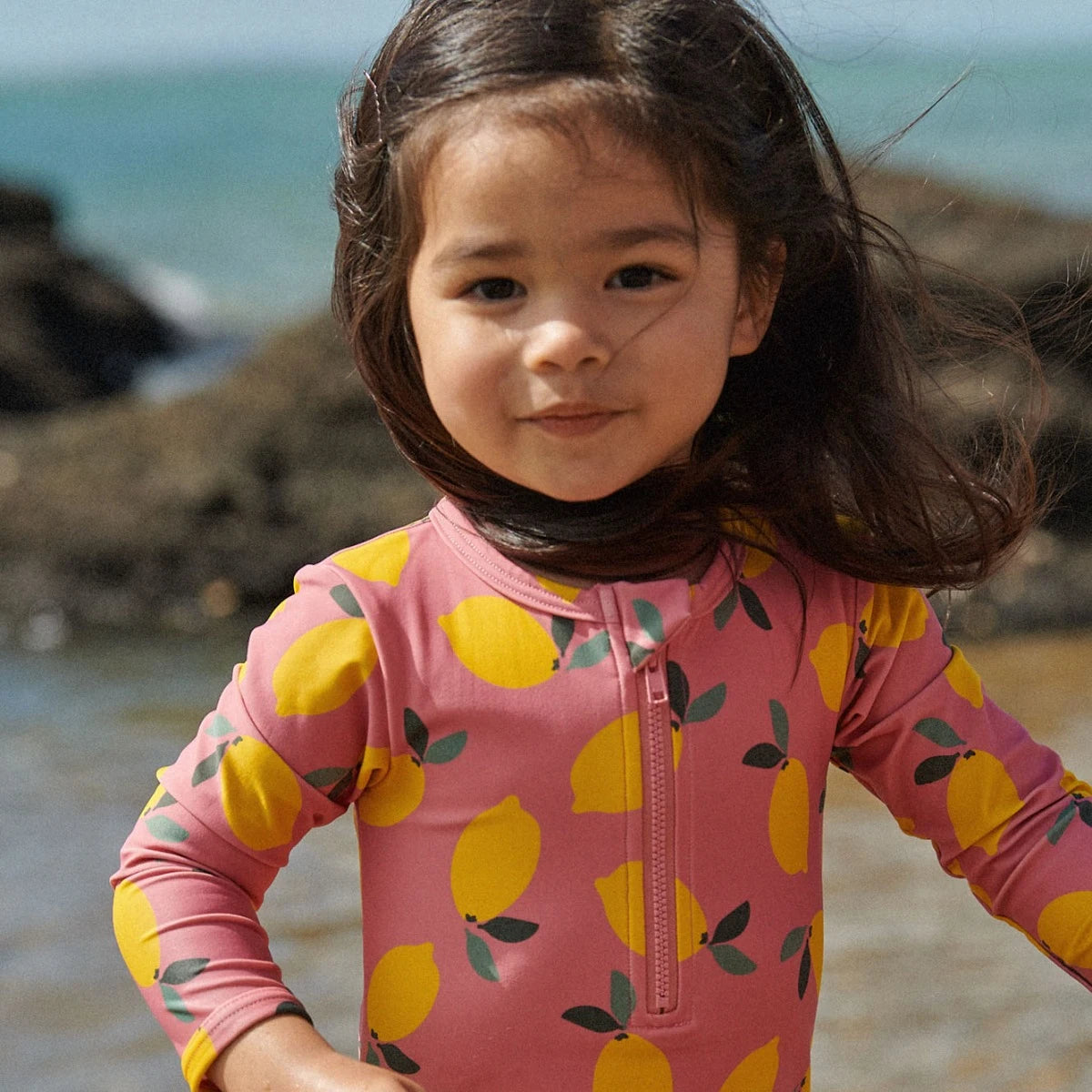 ONE PIECE BATHING TRUNKS | Lemmony Rose Print | Nature Baby