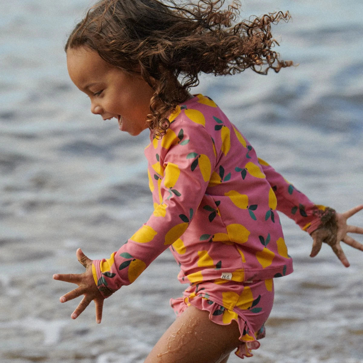 RUFFLE SWIM SHORTS | Lemmony  Rose Print | Nature Baby