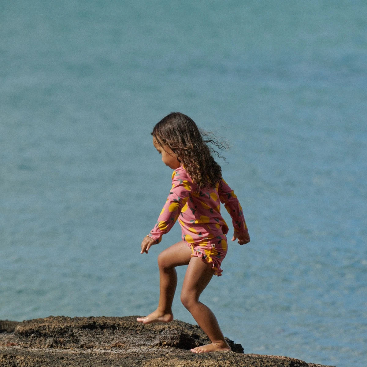 RUFFLE SWIM SHORTS | Lemmony  Rose Print | Nature Baby