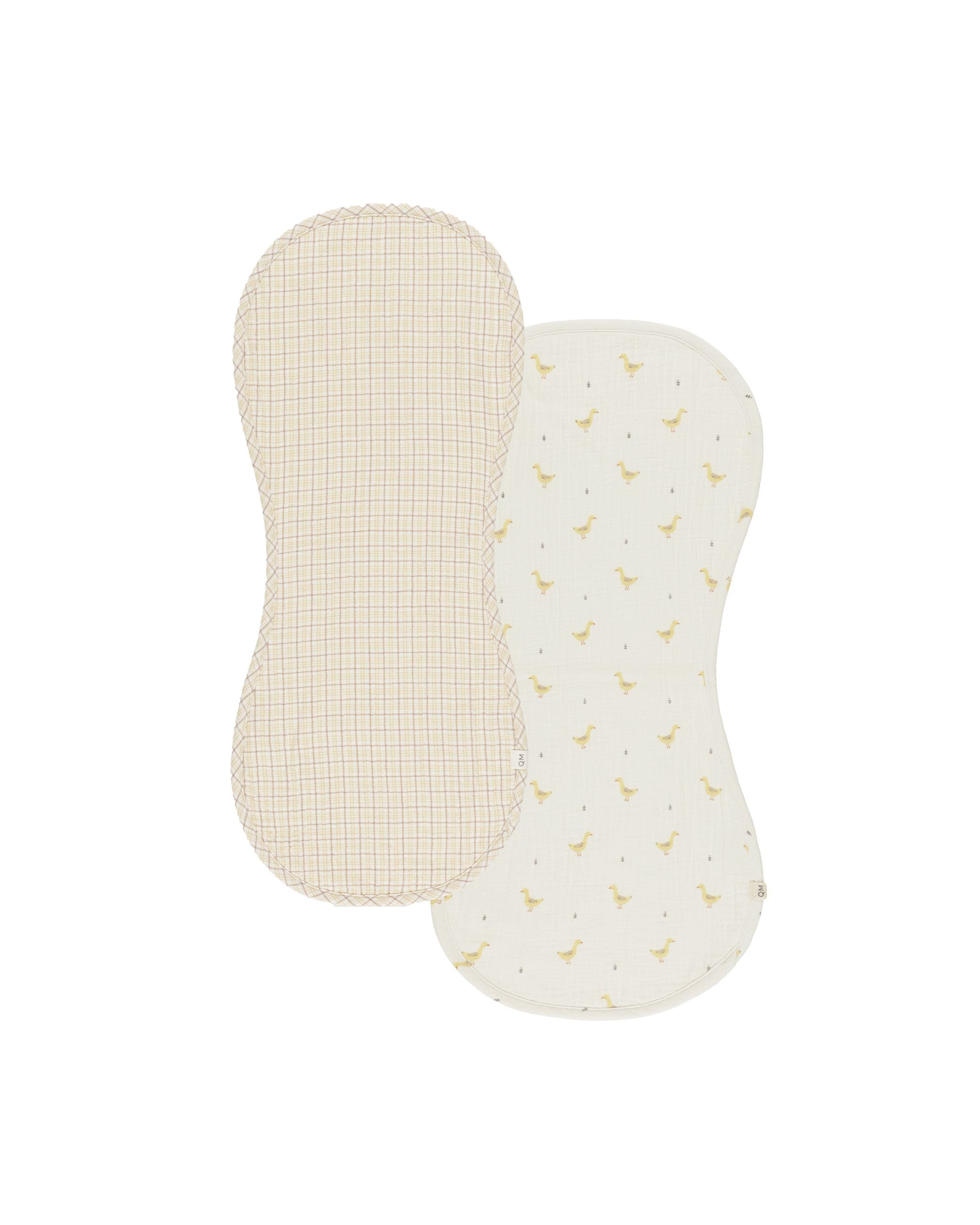 Burp Cloth, 2 Pack || Geese, Yellow Plaid | Quincy Mae