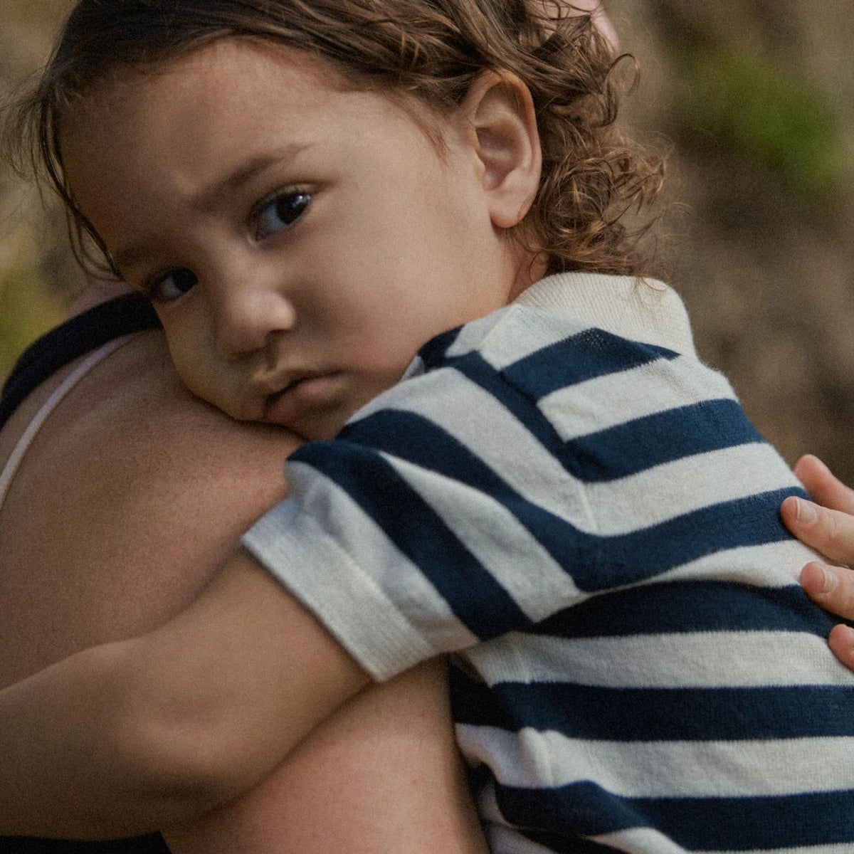 STEVIE POLO. Navy Bold Stripe | Nature Baby