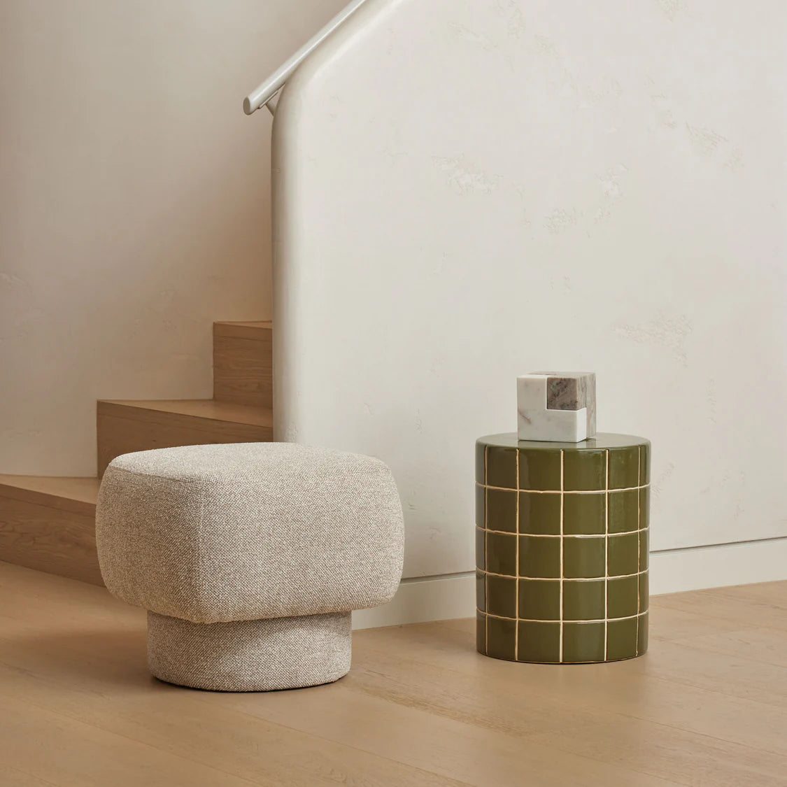 Hugo Side Table Green & Off White | Amalfi