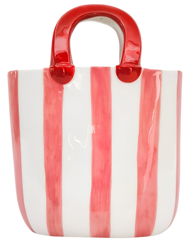 Stripe Handbag Vase Pink 23cm | Urban Products