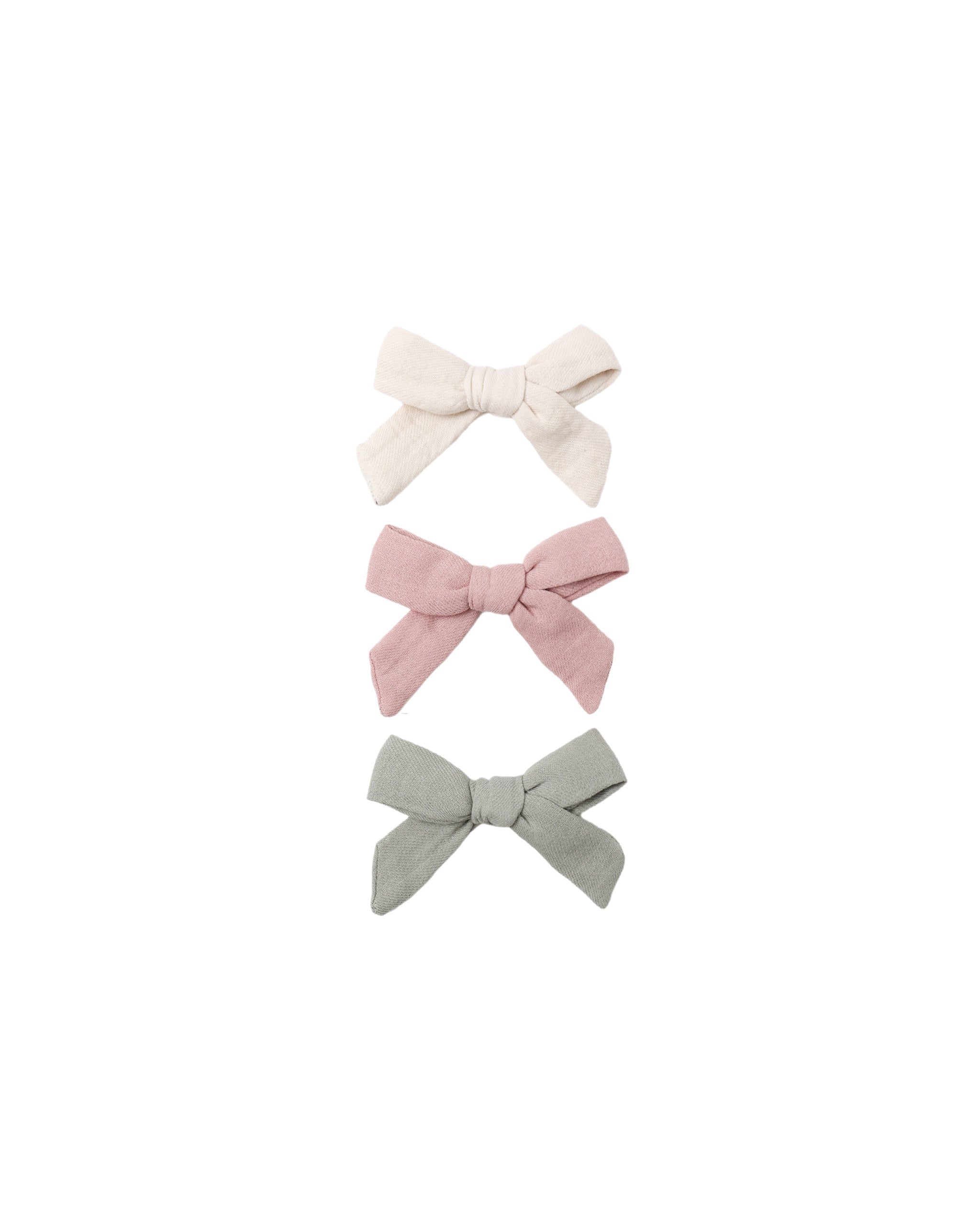 BOW W. CLIP, SET OF 3 || NATURAL, FERN, ROSE | Quincy Mae