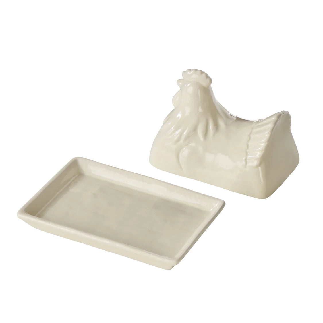 Homestead Hen Butter Dish White | Davis & Waddell