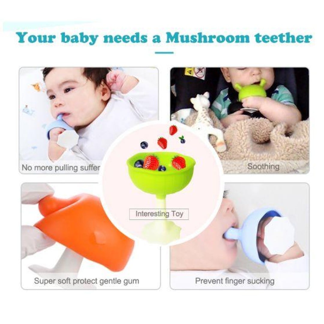 Mushroom Teether - Eucalyptus | Mombella