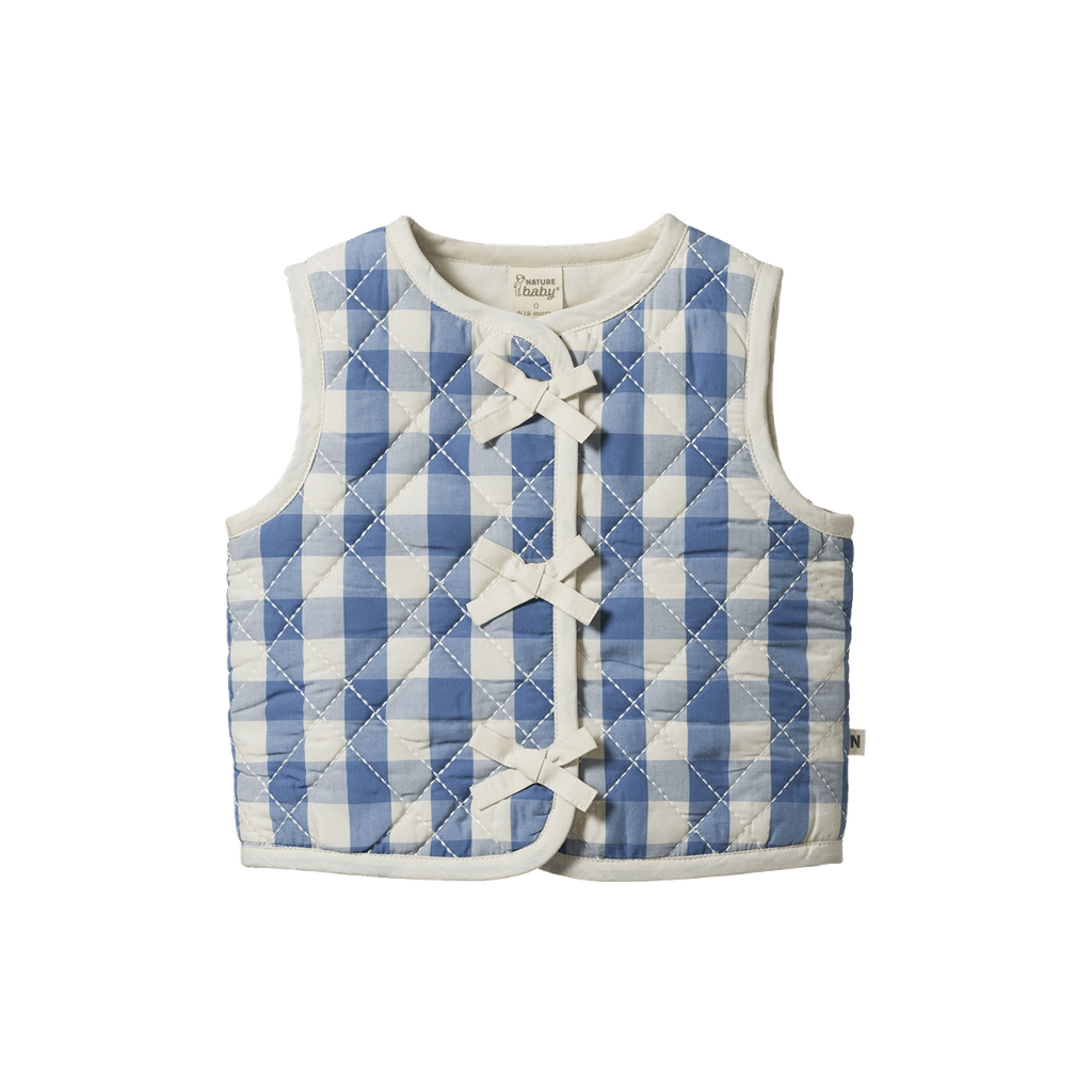 MARLO QUILTED VEST - Bluebelle Check | Nature Baby