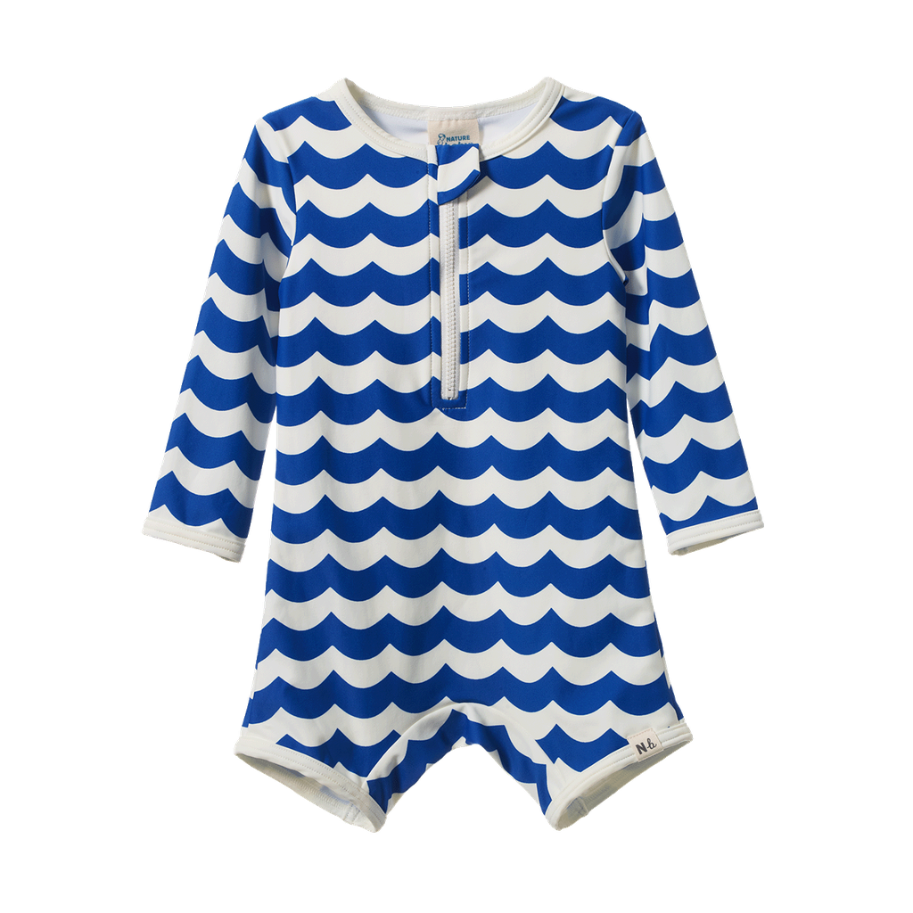 ONE PIECE BATHING TRUNKS - Waves Blue Print | Nature Baby