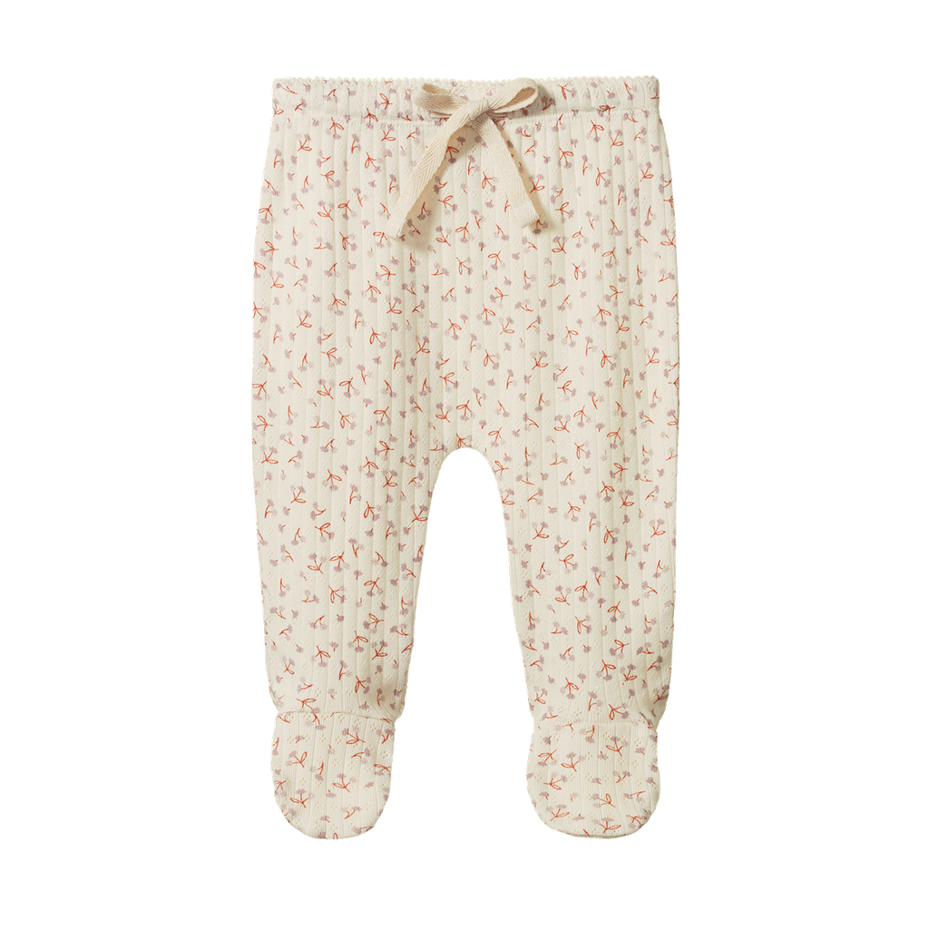FOOTED ROMPERS POINTELLE - Dandelion Print | Nature Baby