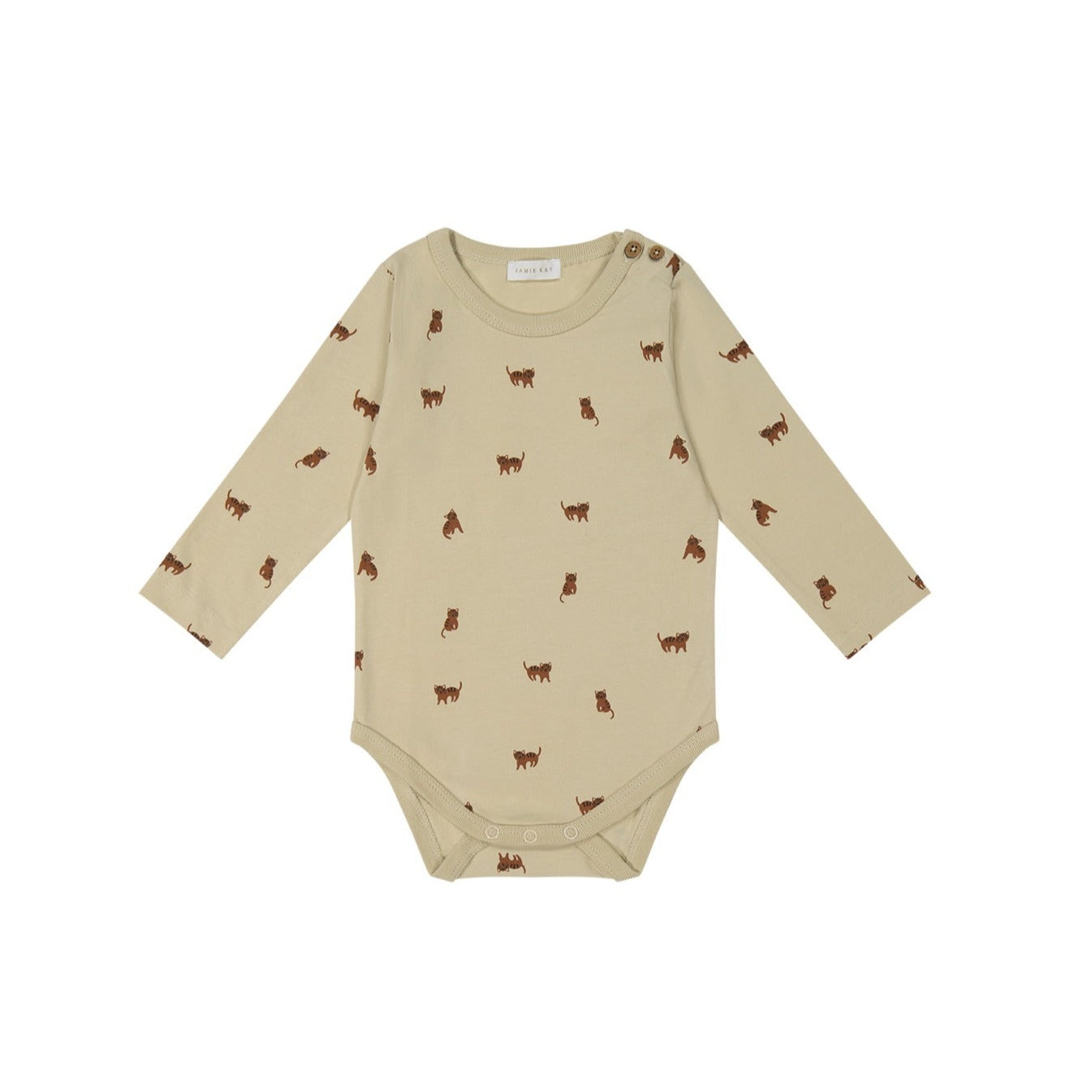 Organic Cotton Long Sleeve Bodysuit - Tommy Tigers | Jamie Kay