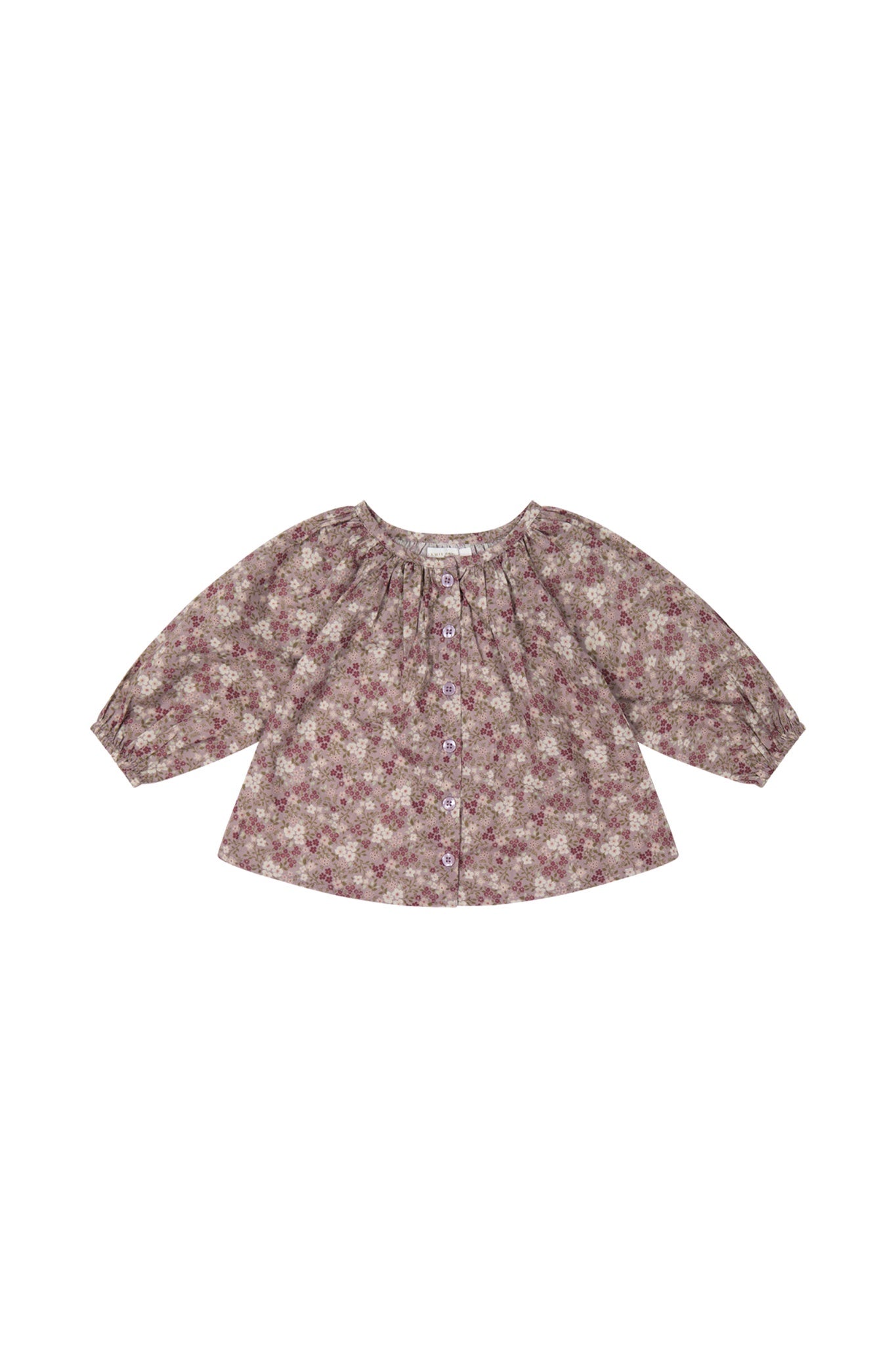 Organic Cotton Heather Blouse - Pansy Floral Fawn | Jamie Kay