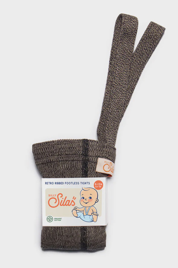 Footless Cotton Tights -  Licorice Peanut | Silly Silas